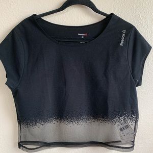 Reebok black mesh top cover up work out  #459